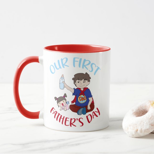 Vår första fars dag mugg (Med munk)