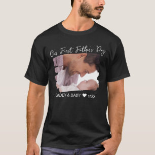 Vår första Fars dag New Pappa & Baby Photo T Shirt