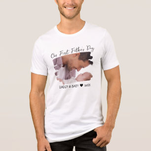 Vår första Fars dag New Pappa & Baby Photo T Shirt