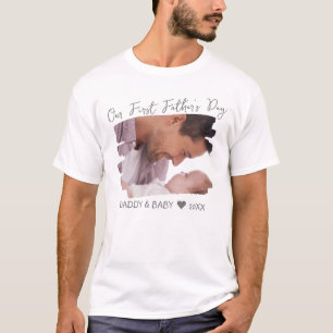 Vår första Fars dag New Pappa & Baby Photo T Shirt
