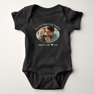 Vår första fars dag tillsammans Baby Foto Svart T Shirt
