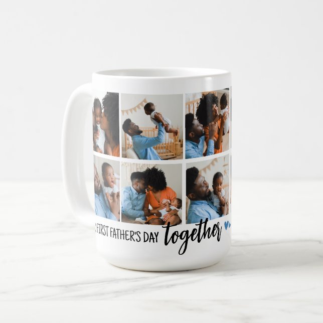 Vår första fars dag tillsammans! Fotokollage Kaffemugg (Framsida vänster)