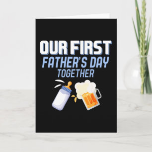 Vår Första Fars Dag Tillsammans Öl Och Mjölk Pappo Kort