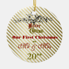Vår första för jul Retro prydnad tillsammans Julgransprydnad Keramik