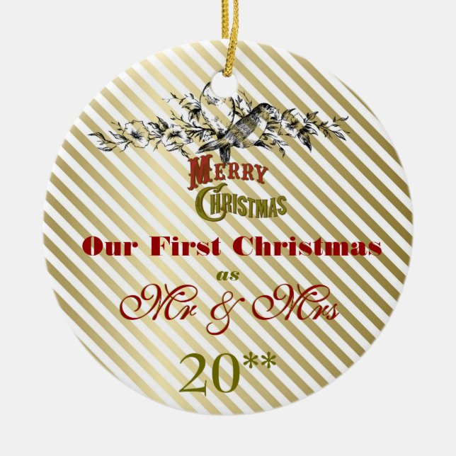 Vår första för jul Retro prydnad tillsammans Julgransprydnad Keramik (Framsidan)
