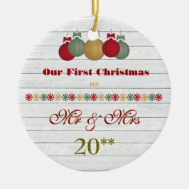Vår första för jul Retro prydnad tillsammans Julgransprydnad Keramik