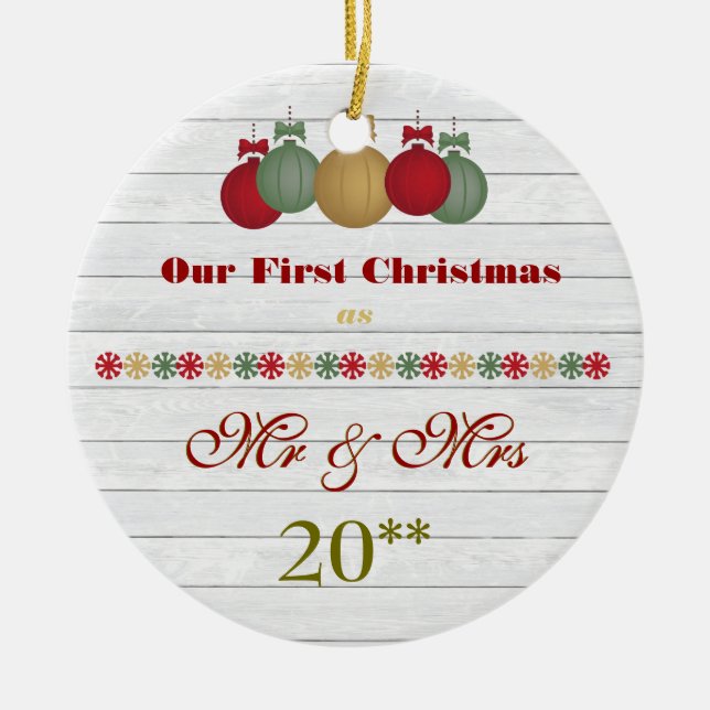 Vår första för jul Retro prydnad tillsammans Julgransprydnad Keramik (Framsidan)