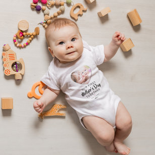 Vår första fotfoto i Baby-bokostydräkt Mors dag T Shirt