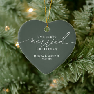 Vår första gifta jul Newlynt Julgransprydnad Keramik