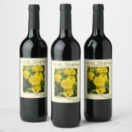 Vår första Gult på Bröllop-årsdagen Vinflaska Etikett