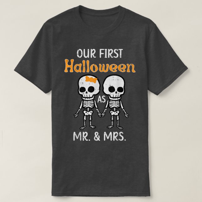 Vår första Halloween Matching Par Förlovad T Shirt (Design framsida)