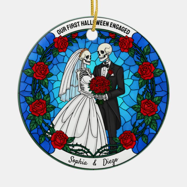 Vår första Halloween-utandning med fastfärgat glas Julgransprydnad Keramik (Framsidan)