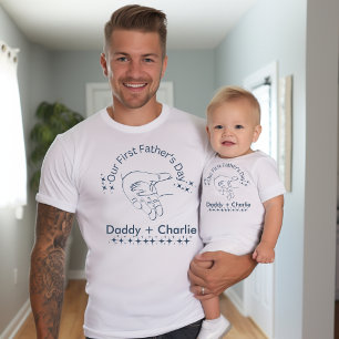 Vår första hand Fars dag Hand håller hand Matchnin T Shirt