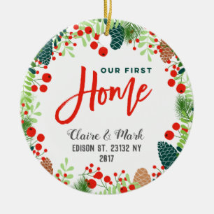 Vår första hem- julprydnad julgransprydnad keramik