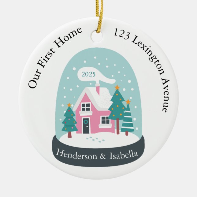 Vår första hemsida Snö Globe Julgransprydnad Keramik (Framsidan)