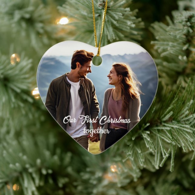 Vår första jul 1-foto julgransprydnad keramik (Träd)