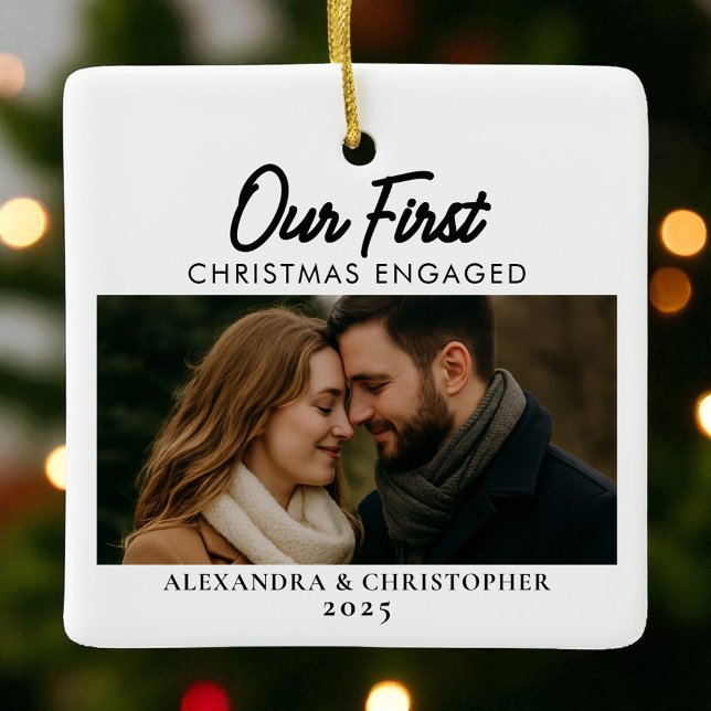 Vår första jul 2025 - minimal modern julgransprydnad keramik (Skapare uppladdad)