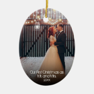 Vår första jul 2 Photo Newlyweds Ljus Julgransprydnad Keramik
