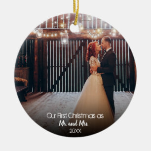Vår första jul 2 Photo Newlyweds Ljus Julgransprydnad Keramik