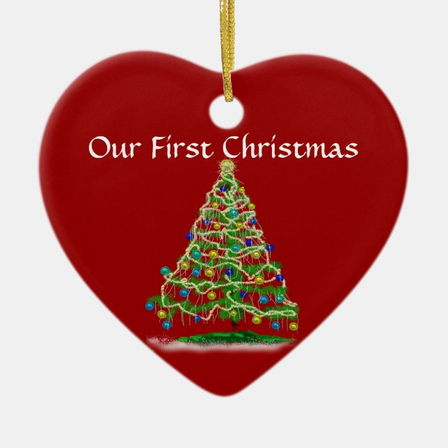 Vår första jul - abstrakt julgran för Arty Julgransprydnad Keramik (Framsidan)