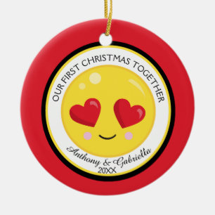 Vår första jul älskar tillsammans den Emoji Julgransprydnad Keramik