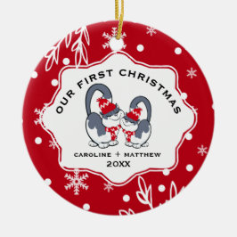Vår första jul. Anpassningsbar Photo Julgransprydnad Keramik
