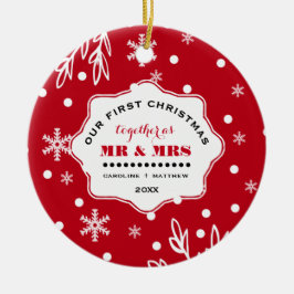 Vår första jul. Anpassningsbar Photo Julgransprydnad Keramik