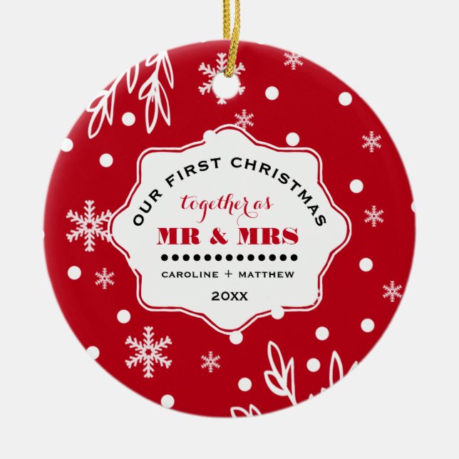 Vår första jul. Anpassningsbar Photo Julgransprydnad Keramik (Framsidan)