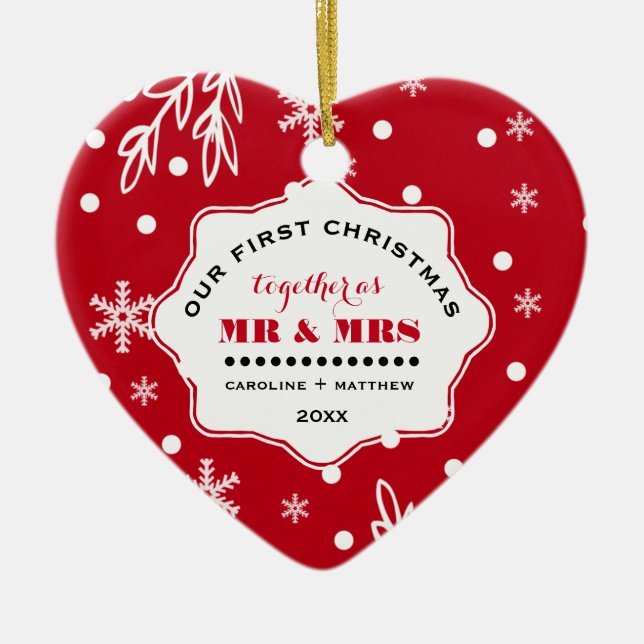 Vår första jul. Anpassningsbar Photo Julgransprydnad Keramik (Framsidan)