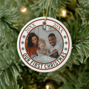 "Vår första jul"-appen Nyfödd bebis Photo Julgransprydnad Keramik