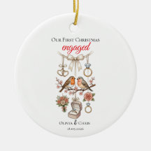 Vår första jul förlovad söt ring datum hjärta