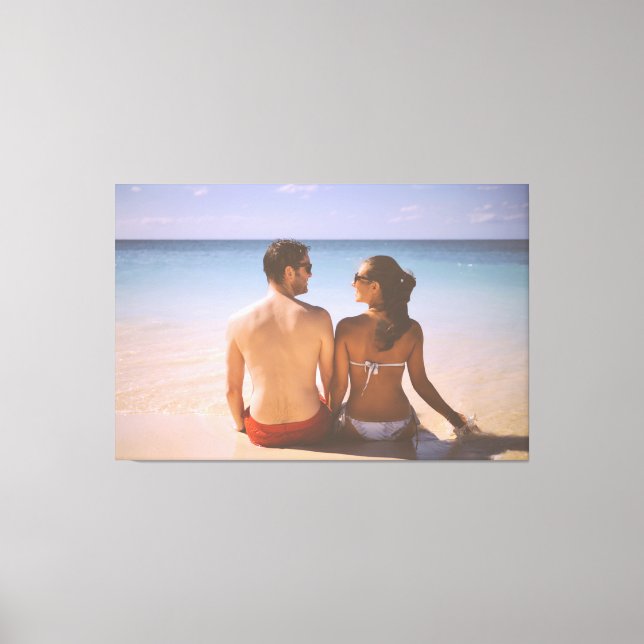 Vår första jul förlovade 2024 bröllopsprydnad canvastryck (Framsida)