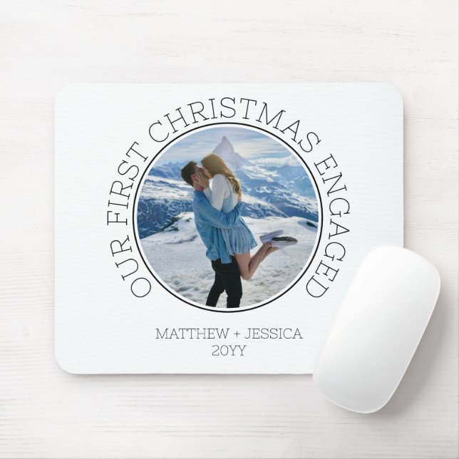 Vår första jul förlovade Enkel Modern Foto Musmatta (Med mus)