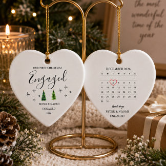 Vår första jul förlovade julgransprydnad keramik