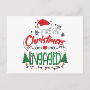 Vår Första Jul Förlovade Par Vykort