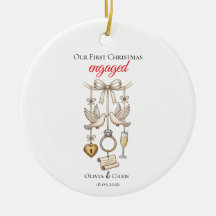 Vår första jul förlovade söta ring datum duvor