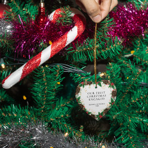 Vår första jul Förlovningskrans Tall Foto Julgransprydnad Keramik