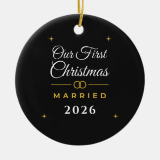 Vår första jul gifta 2026 Svart Guld Ornament