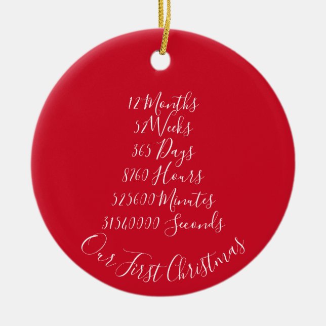 Vår första jul gifta årsdag 1 år julgransprydnad keramik (Framsidan)