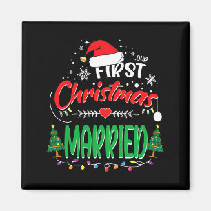 Vår första jul gifta nygifta herr och fru magnet