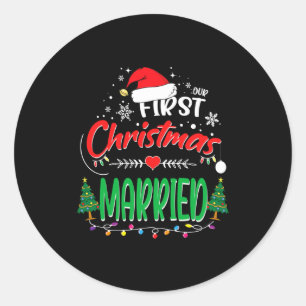 Vår första jul gifta Nygifta herr och fru Runt Klistermärke