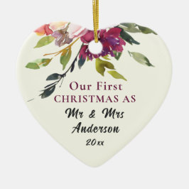 Vår första jul, herr och fru Bible Verse jul Julgransprydnad Keramik