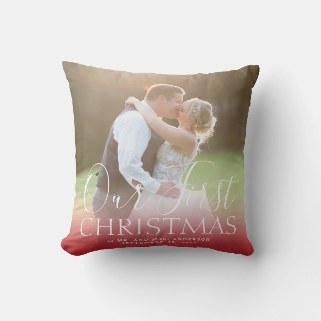 Vår första jul Herr och Fru helgdagfoto Kudde (Framsida)