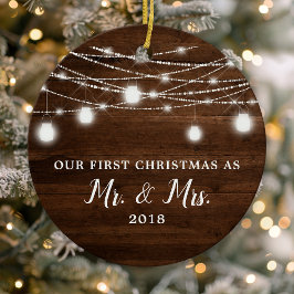 Vår första jul herr och fru Holiday Anpassad Julgransprydnad Keramik
