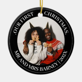 Vår första jul herr och fru nygifta elegant julgransprydnad keramik