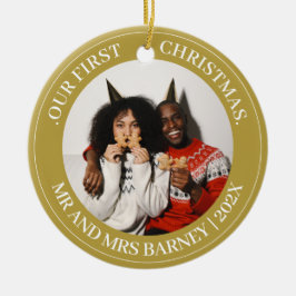Vår första jul herr och fru nygifta eleganta julgransprydnad keramik
