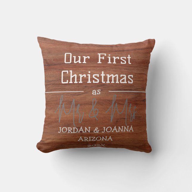 Vår första jul herr och fru nygifta träd kudde (Framsida)