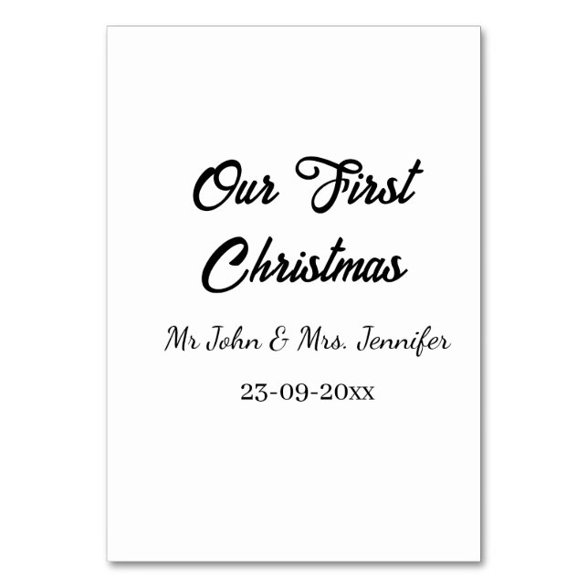 Vår första jul herr och fru parnamn datum bordsnummer (Framsidan)