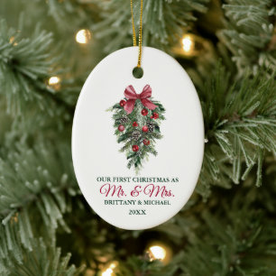 Vår första jul, herr och fru Watercolor Gräs Julgransprydnad Keramik