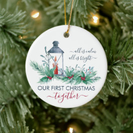 Vår första jul Holly och Candlelit Lantern Julgransprydnad Keramik